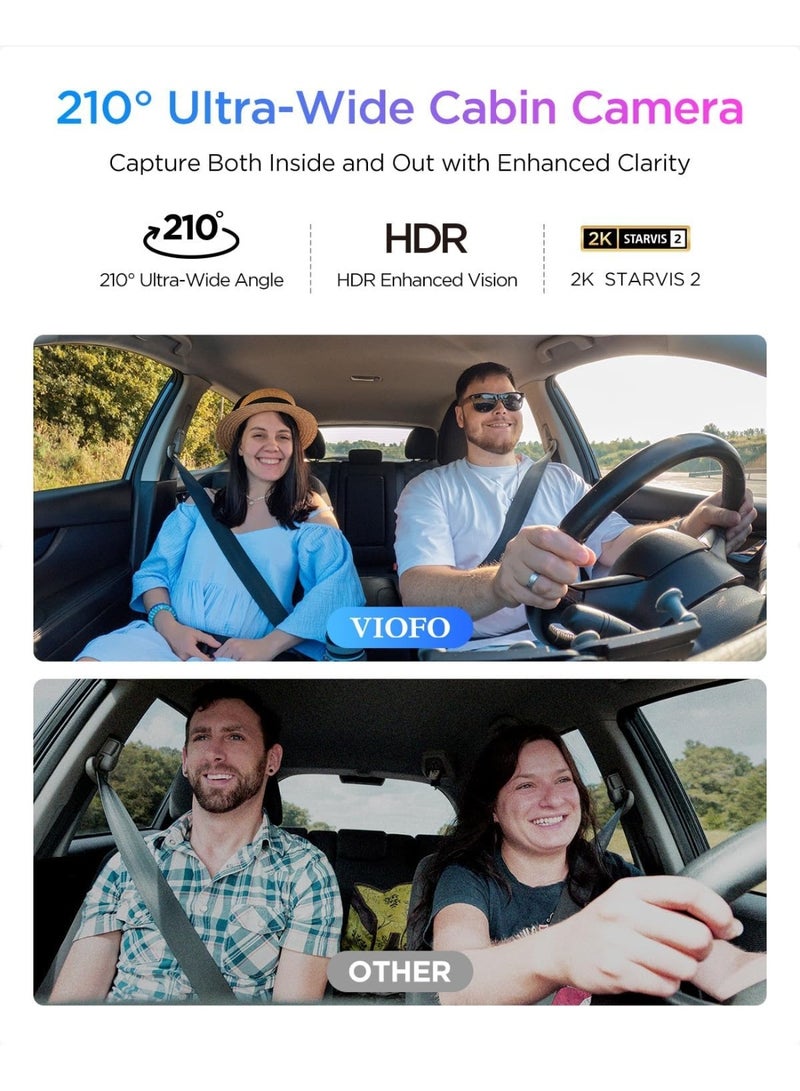 Viofo A329S Dash Camera for Car 4K with GPS – Sony STARVIS 2 Dash Cam, Front 4K, Rear & Interior Camera, Wi-Fi 6, 24/7 Parking Mode Car Dash Cam - Image 4